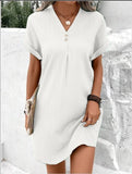 Fongt Women's 2025 New V Solid Color Coat Coat Comfortable Casual Button Dress