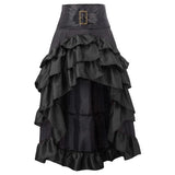 Fongt Women's New Wish Retro Solid Color Before The Short And After The Long Irregular Splicing Lotus Leaf Side High-Waisted Splicing Cake