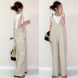Fongt Trousers 2025 Summer New Women's Slings Solid Color Casual Loose Broad Leg Pants