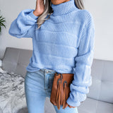 Fongt Red Explosion Autumn And Winter High-Neck Long Sleeve Hollow Casual Base Knitted Sweater Women's Clothing