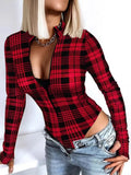 Fongt Women's Wear Temperament Plaid Long Sleeve