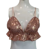 Style Sequins Show Hot Blouse DS Nightclub Stage Lotus Leaf Edge Suspender Navel Vest-Outfit
