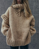 Fongt New Sweater Knitted Shirt Women's Fluffy Long-Sleeved Turtleneck Sweater