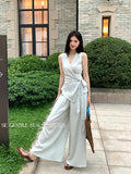 Fongt Xixi 2025 Spring New Temperament Linen Vest + High Waist Display Thin Leg Trousers Two Sets Of Women 89403
