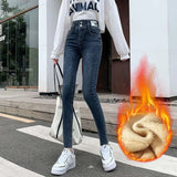 Fongt High-Waisted Jeans Women's Fall 2024 New Versatile Slim Slim Tight Pants-Outfit