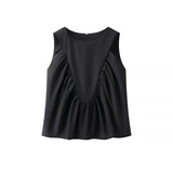 Fongt Women's Dress 2025 Summer Collar Sleeveless Wrinkle Shirt Shirt Top Women C92423F