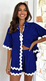 Fongt Spring 2024 New Women's Simple Fashion Short Shirt Casual Suit-88156-Outfit