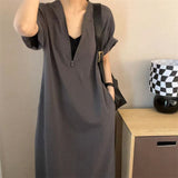 Fongt Size 300 Catties Fat Mm French Hepburn Wind Zipper Dress Female Loose Show Thin Cover Belly Casual Long Skirt 2-Outfit