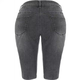 Elastic Cat Beard Pleated Hem Jeans In Pants Woman-Outfit