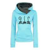 Women Autumn Winter Fashion Cat Prined Long Sleeve Oversized Pullovers Sweatshirt Vintage Warm Hooded Tops Ropa