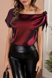 Tie Shoulder Asymmetrical Neck