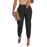 Solid Color Drawstring Pocket Leather Casual