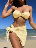 2023 New Texture Rag Bra Three-Piece Swimsuit Swimsuit