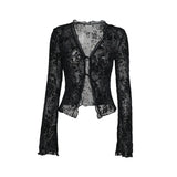 Fongt Autumn 2024 New Fashion Chiffon Shirt Small Fragrant Temperament Laded Horn Sleeve Top