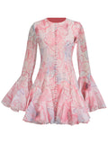 Fongt Style Dress Women 2025 Summer New Comfortable Fresh Fresh Sweet Print Button Long Sleeve Skirt