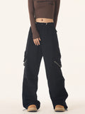 Fongt Small Loose Wide Leg Pants Female Spring And Autumn New Logo Paratrooper Pants Casual Cargo Pants-Outfit