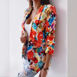 Women's Hot Style New Fashion Print Spring Coat Casual Small Suit-Outfit