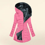 Fongt Wool Collar Zipper Long Sleeves To Keep Warm Hooded Coat Coat Cotton Women MG502