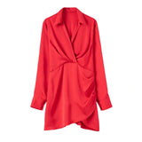 New Candy-Colored Silk Satin Long-Sleeved Dress In Summer-Outfit