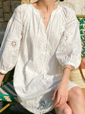 Fongt And Summer 2025 New Three-Dimensional Embroidery South French Holiday White Dress Women's Summer Women's