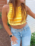 Jacquard Cropped Knit Tank Top-Outfit