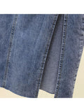 Style 2023 New Women's Long Split Denim Skirt Vintage High Wasit Jeans Skirt Female Straight Blue A-line Pencil
