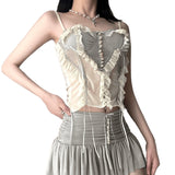 Fongt Cloth Forget Fashion Ballet Style Net Yarn Split Three-Dimensional Gradient Lace Vest Short Skirt Two Sets Of Hottie Set