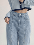Seam Detail Washed Boyfriend Jeans-Outfit