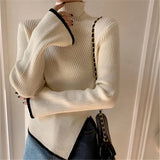 Fongt Fashion Knitted Top New Design Sense Of Small 2024 Early Spring Turtleneck Sweater Women's