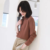 Simplicity Chiffon Shirt and Tops 2021 New Women Solid Colors Casual Long Sleeve Blouse Lady Office OL Shirts