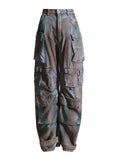 Fongt Wind Jeans Pants Women's Autumn 2024 New Lazy Cargo Pants Mop Straight Pocket Wide Leg Pants-Outfit