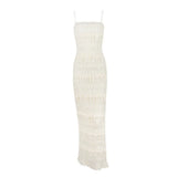 Luxury Gathered Maxi Formal Occasion Dresses Beige Spaghetti Strap Wedding Party Dresses Summer Prom Dress-Outfit