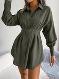 Casual Lantern Sleeve Waist-tight Asymmetric Shirt Women's