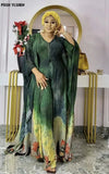 Fongt Print Caftan Abaya + Wide Leg Pants Sets African Clothes for Women 2023 Summer Maxi Dresses Casual 2 Piece Set Boubou Outfits 1215-1-Outfit