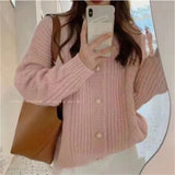 Fongt Button Twist Sweater Female Coat 2024 New Loose Soft Waxy Temperament Knit Cardigan Jacket Female-Outfit