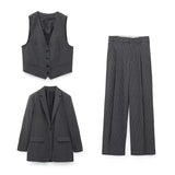 Fongt Code Female 2023 Spring Pinstriped Suit Vest Straight Cut Long Blazer Trouser Suit-Outfit