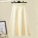 Winter Warm Knitted Two Pieces Sets For Women Long Sleeve Print Sweater And High Waist Knitting Skirts Set Womens