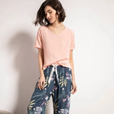 Cartoon Crane Printed Ladies Pajamas