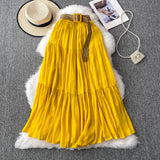 Fongt Half-Dress Women's Dress 2025 Summer Small In The Long Leisure High-Rise Display Thin Pendulum Ponve Egg