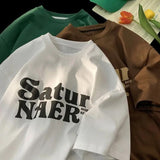 Quality Cotton Oversized T Shirts Unisex High Street Brand Letters Print Solid Tops Summer Loose Short Sleeve Fashion