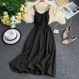 New-Coming Spring Summer Holiday Long Dress Cross Spaghetti Strap Open Back Beach Style Ankle-Length Women
