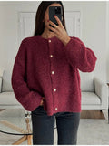 Fongt 2025 Women's Comfortable Casual Solid-Colored Knitted Shirt Jacket