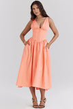 Fongt Summer New Body-Body Sling Dress Fashion Print V-Neck Temperament Dress