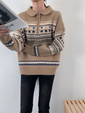 Half Zip Christmas Knit Pullover-Outfit