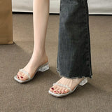 Fongt This Summer New Wearing Slippers Women's Water Drill Fairy Style Dress Thick And Transparent Crystal And Cool Drag