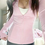 Solid Zipper Hoddie Sports Yoga Top-Outfit