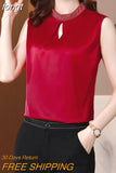 Summer Women's Shirt Chiffon Blouses for Women Sleeveless Solid Shirt Chinese Stand Neck Blouse Female Embroiderey