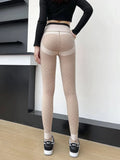 Winter Thicken Leggings Women High Waist Fleece Lined Leggins Pencil Pants Slim Warm Lamb Fluff Gym Ankle-length