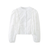 Spring New Women's Fashion Leisure Hollow Embroidered Shirt 8741047-Outfit