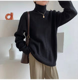 Turtle Neck Basic Cashmere Sweater Women Elegant Thick Warm Female Knitted Pullovers Loose Casual Knitwear